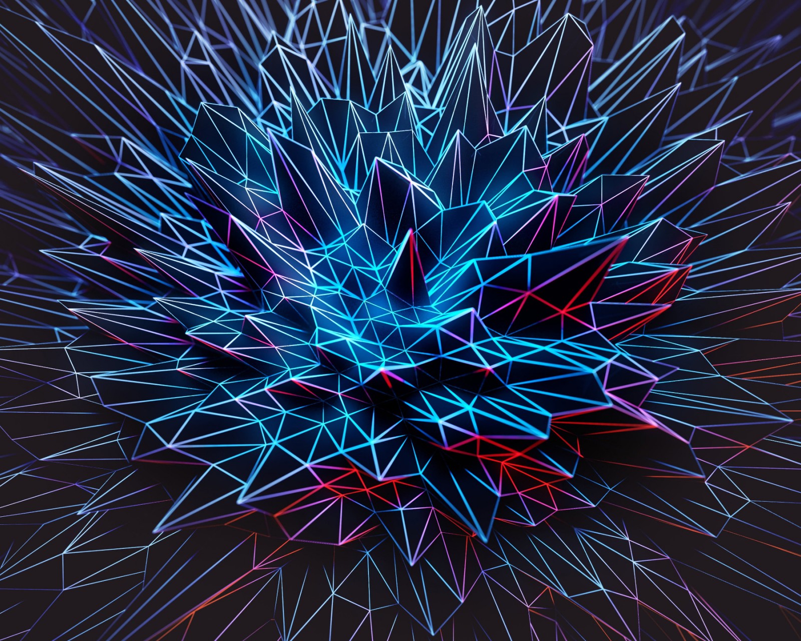 Download Abstract Blue Neon Wireframe Wallpaper in 1600x1280 Resolution