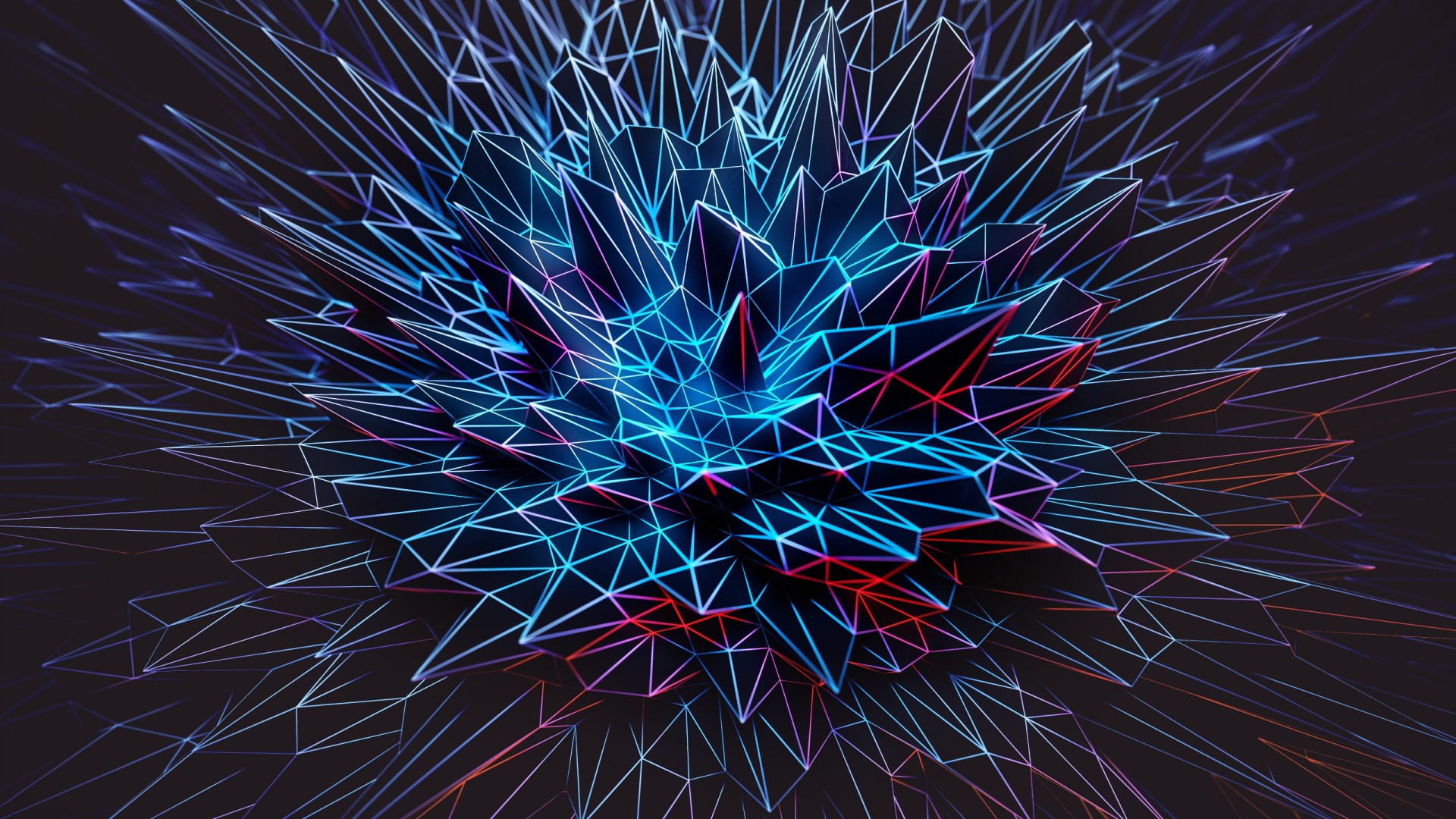 Download Abstract Blue Neon Wireframe Wallpaper in 1920x1080 Resolution