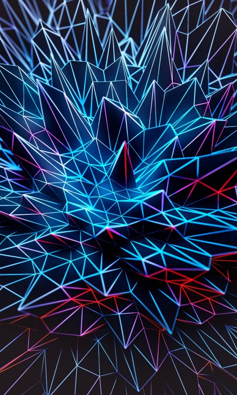 Download Abstract Blue Neon Wireframe Wallpaper in 480x800 Resolution