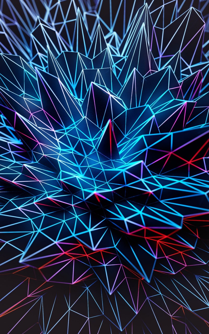 Download Abstract Blue Neon Wireframe Wallpaper in 800x1280 Resolution