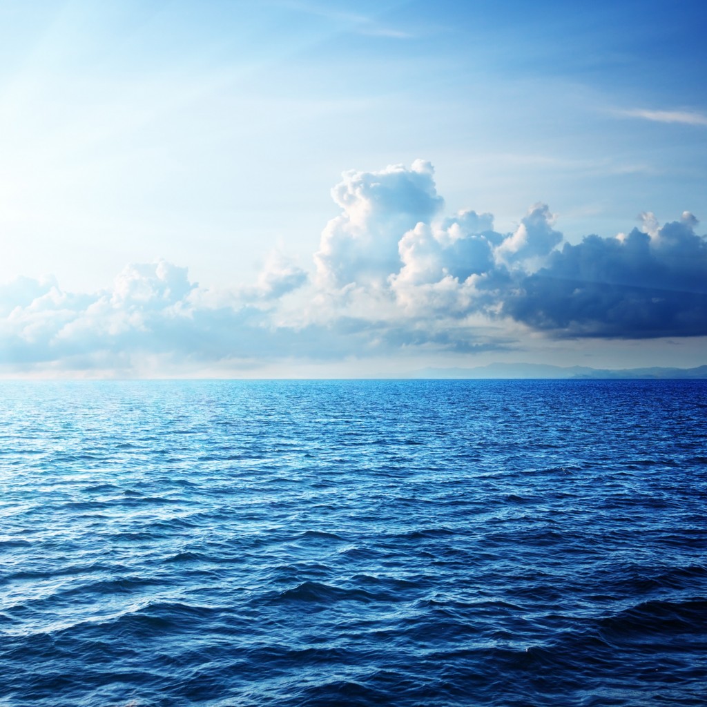Download Sea Water Blue Sky Horizon Wallpaper in 1024x1024 Resolution