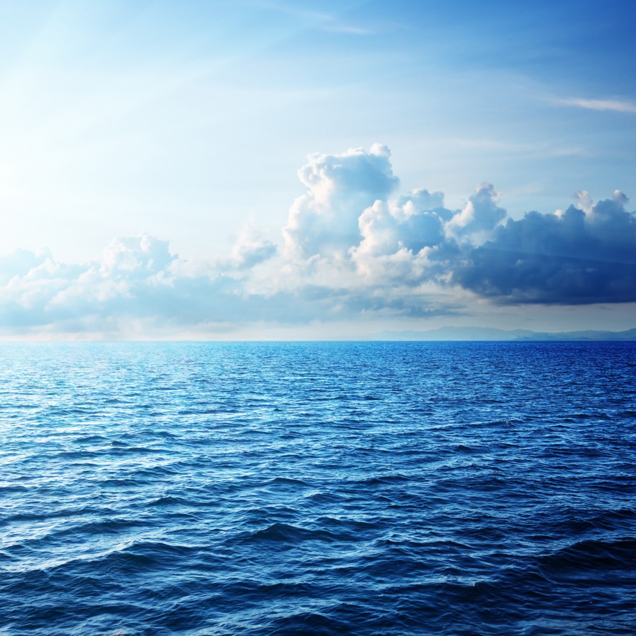 Download Sea Water Blue Sky Horizon Wallpaper in 1280x1280 Resolution