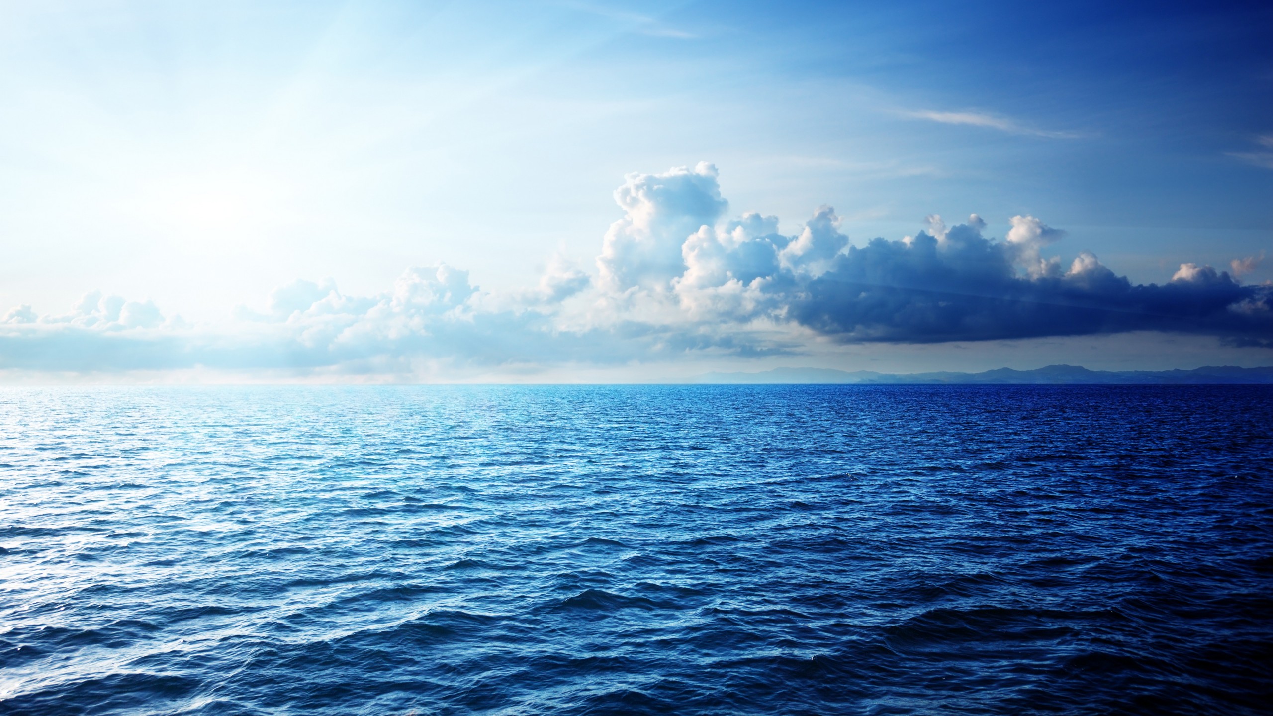 Download Sea Water Blue Sky Horizon Wallpaper in 2560x1440 Resolution