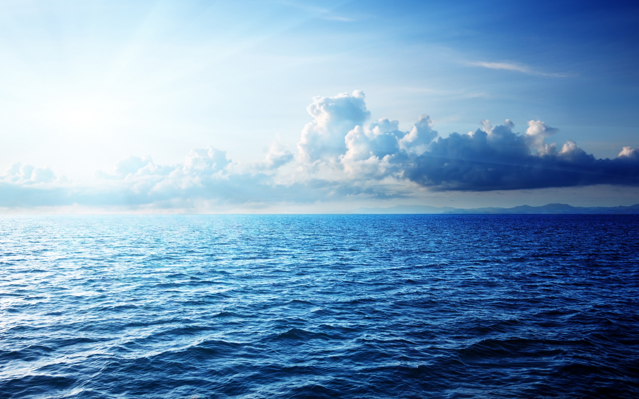 Download Sea Water Blue Sky Horizon Wallpaper in 2560x1600 Resolution