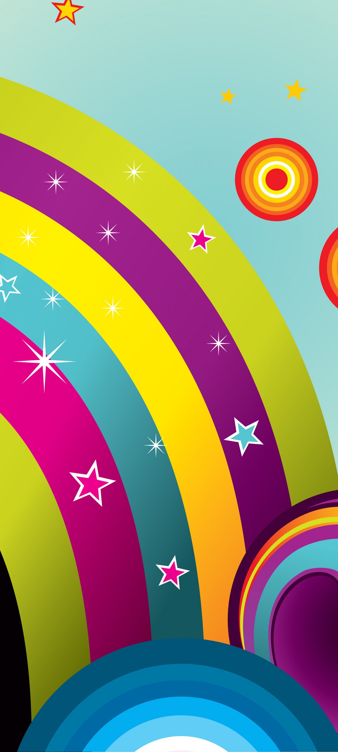 Download Circles Stars Rainbows Abstract Wallpaper in 1080x2400 Resolution