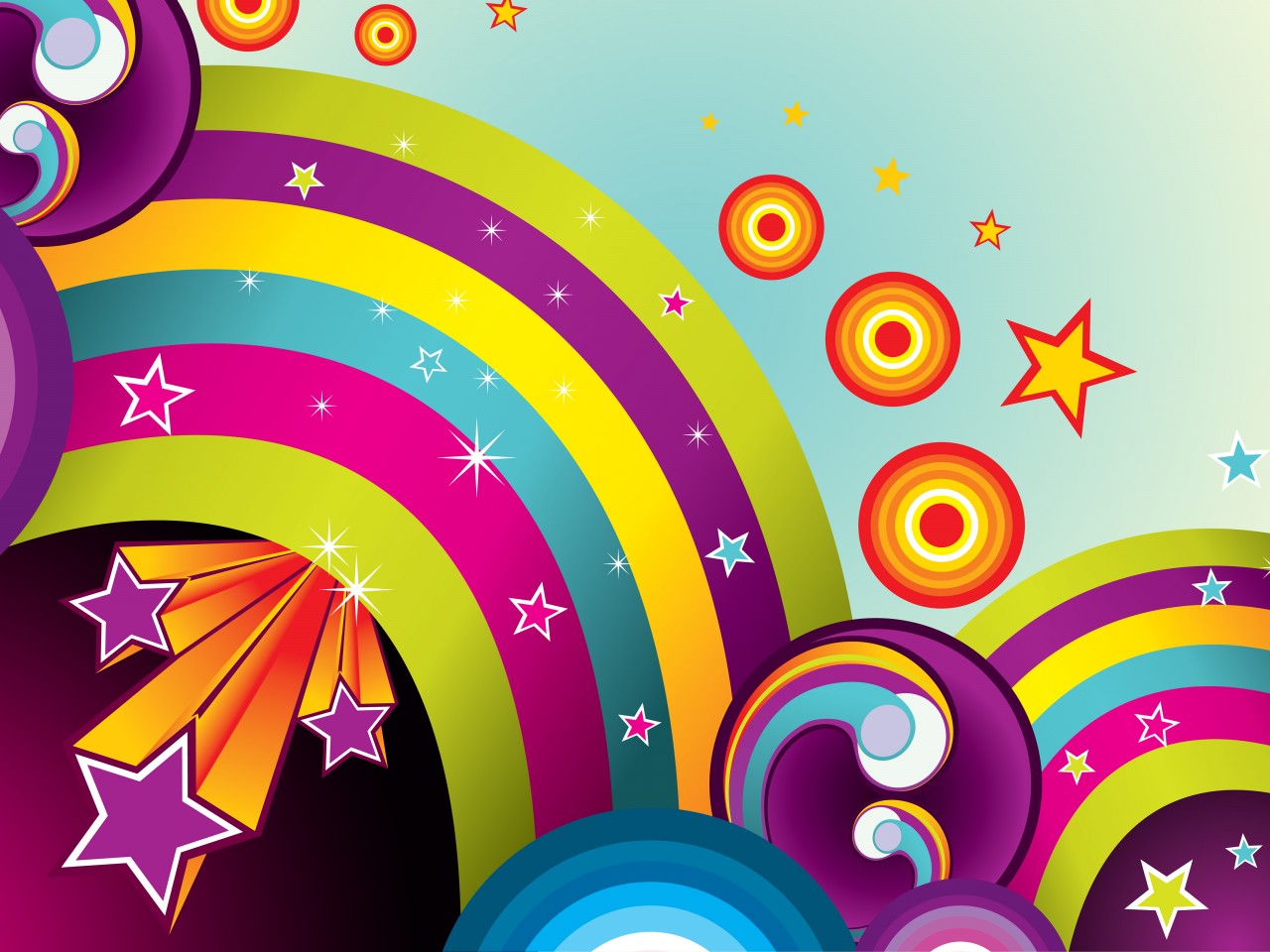 Download Circles Stars Rainbows Abstract Wallpaper in 1280x960 Resolution