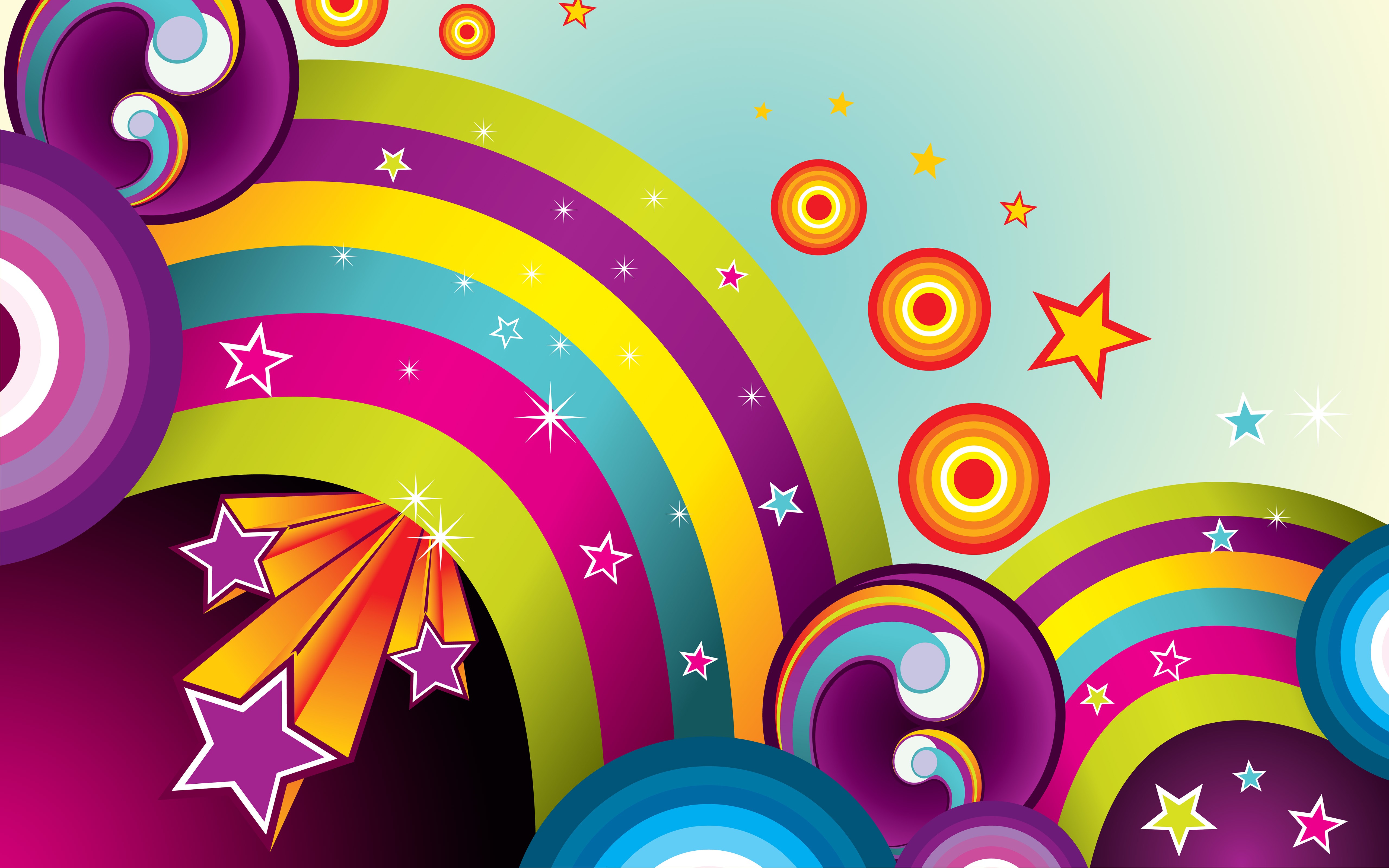 Download Circles Stars Rainbows Abstract Wallpaper in 5120x3200 Resolution