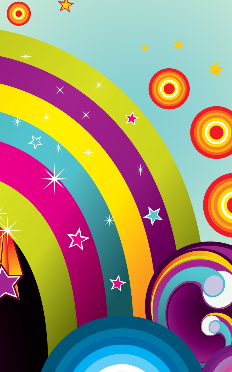 Download Circles Stars Rainbows Abstract Wallpaper in 800x1280 Resolution