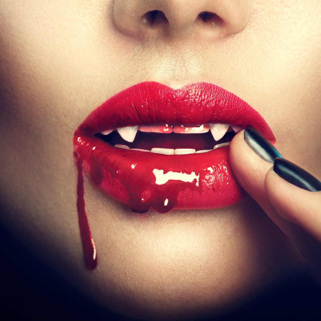 Download Vampire Women Lips Black Nails Wallpaper in 1024x1024 Resolution