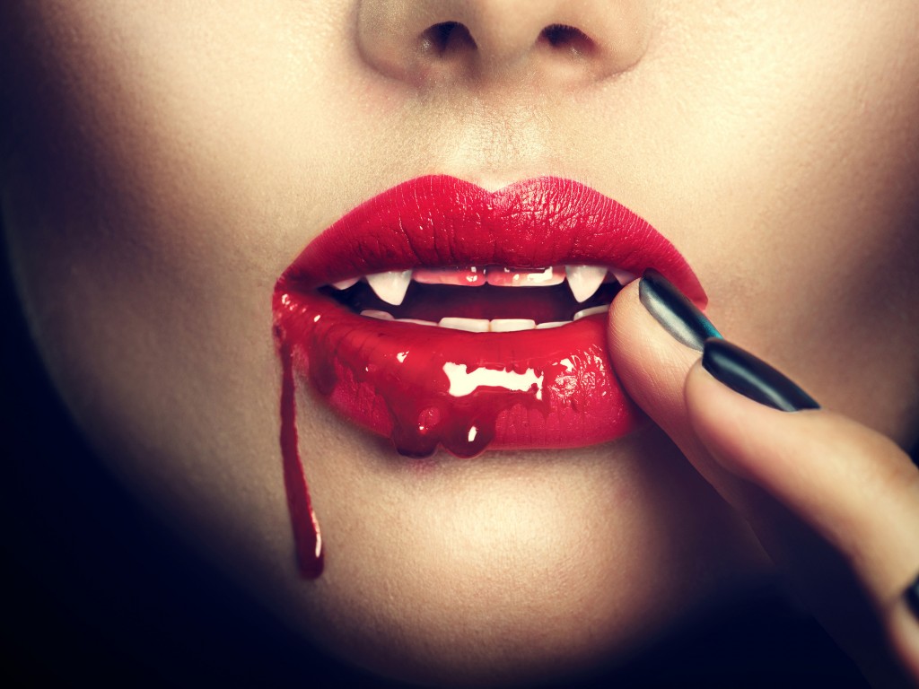 Download Vampire Women Lips Black Nails Wallpaper in 1024x768 Resolution