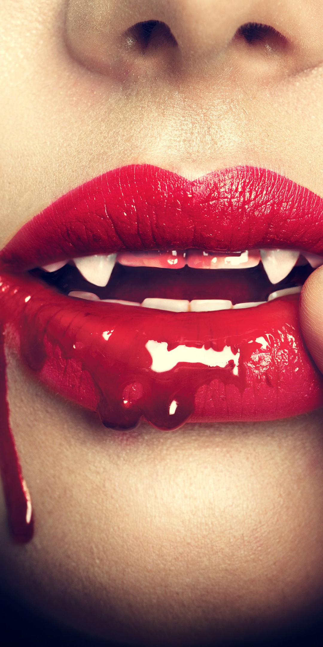 Download Vampire Women Lips Black Nails Wallpaper in 1080x2160 Resolution