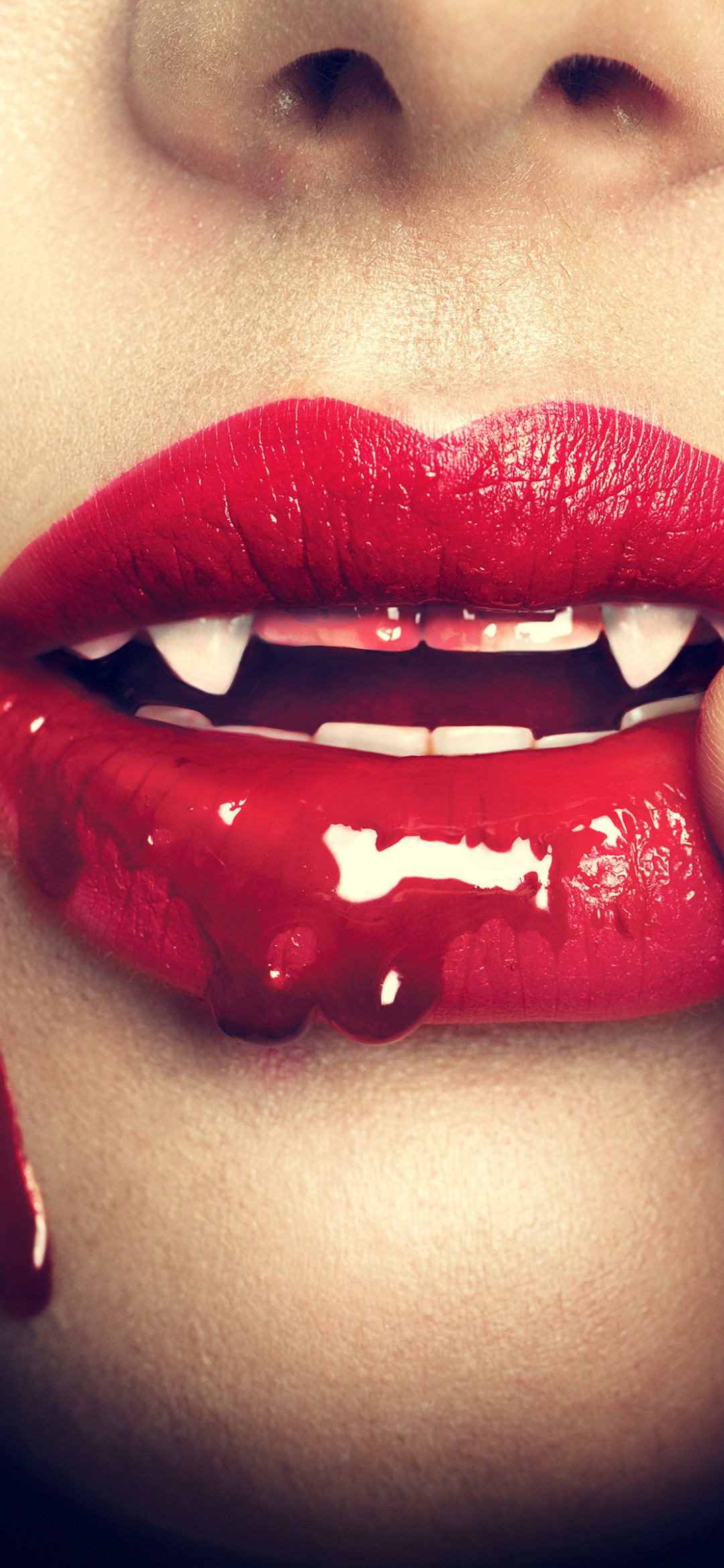 Download Vampire Women Lips Black Nails Wallpaper in 1080x2340 Resolution
