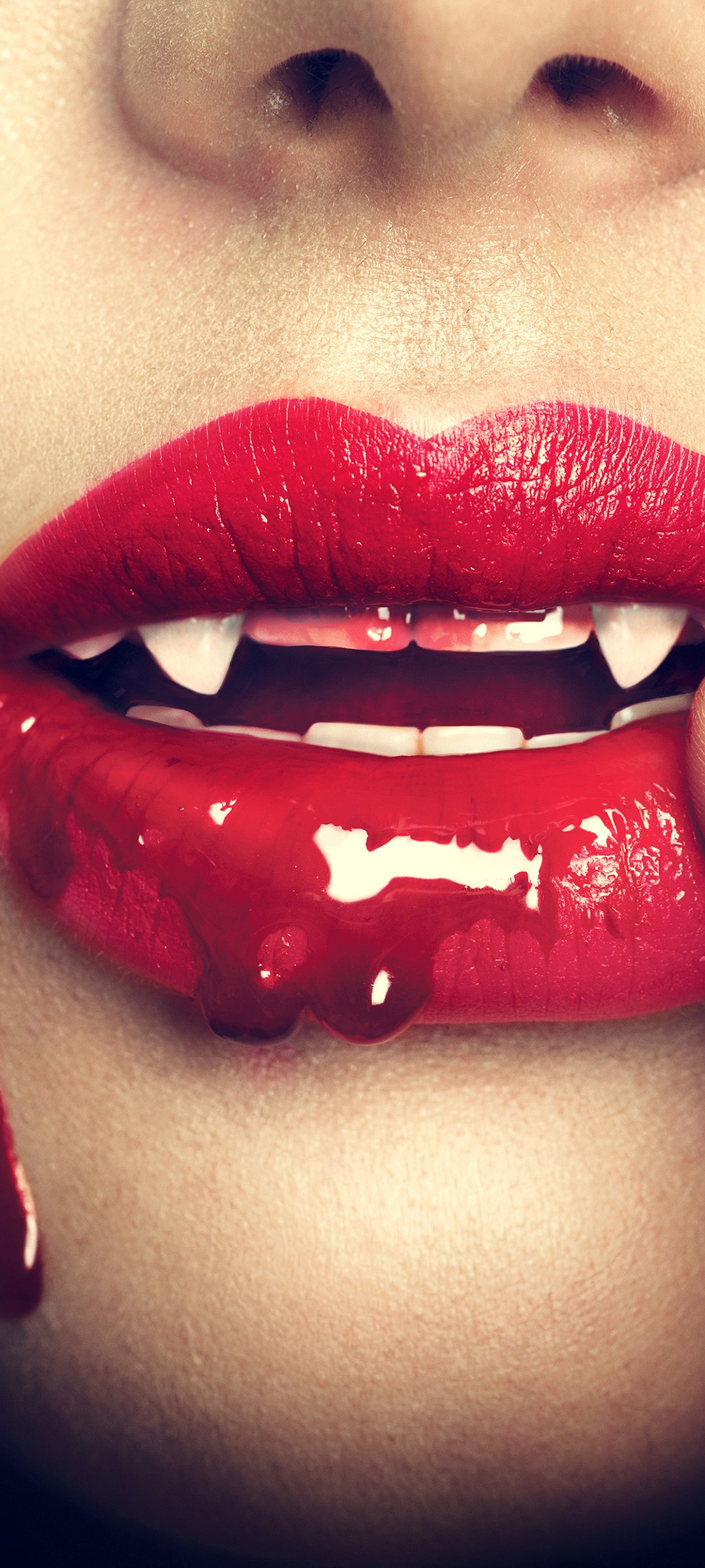 Download Vampire Women Lips Black Nails Wallpaper in 1080x2400 Resolution