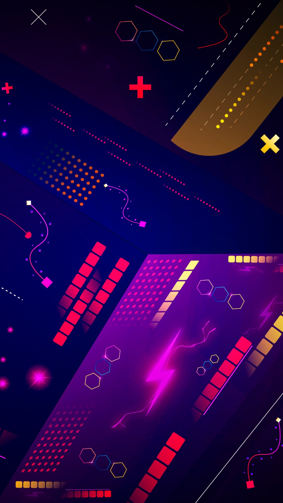 Download Vector Retro Neon Art Square Lines Wallpaper in 1080x1920 Resolution