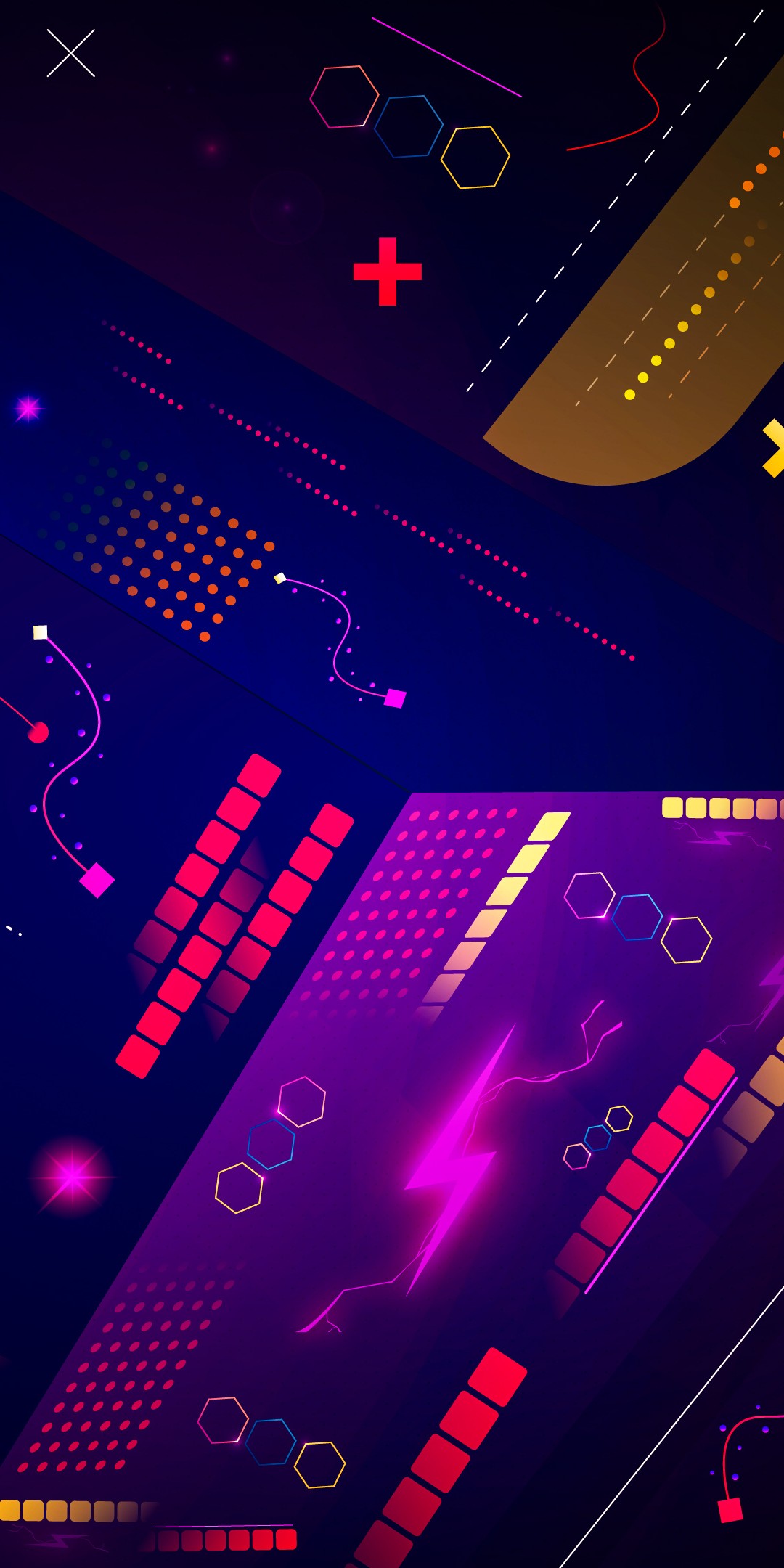 Download Vector Retro Neon Art Square Lines Wallpaper in 1080x2160 Resolution