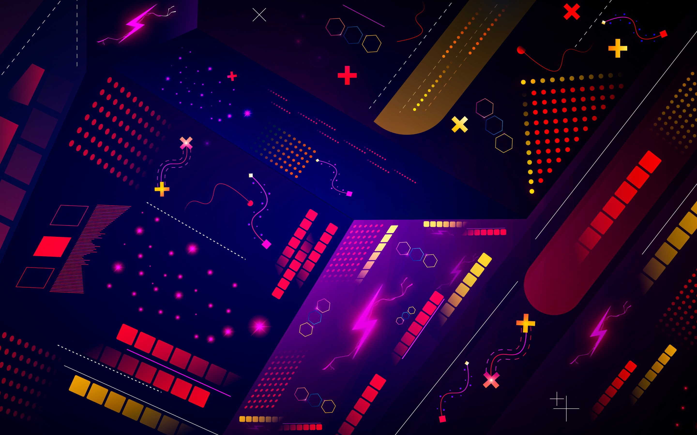 Download Vector Retro Neon Art Square Lines Wallpaper in 2880x1800 Resolution