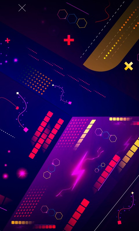 Download Vector Retro Neon Art Square Lines Wallpaper in 480x800 Resolution