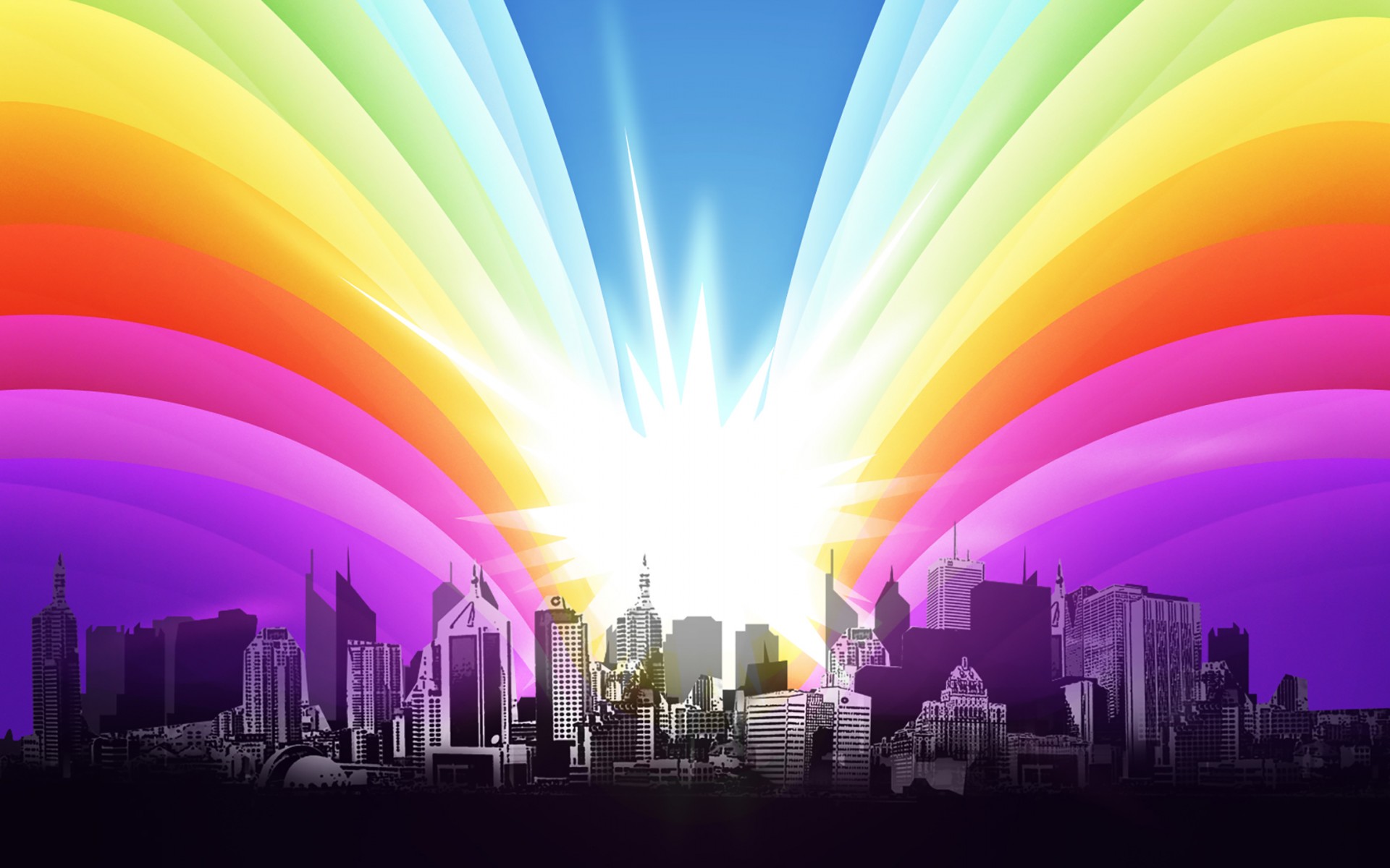 Download City Star Colorful Rainbow Wallpaper In 1920x1200 Resolution