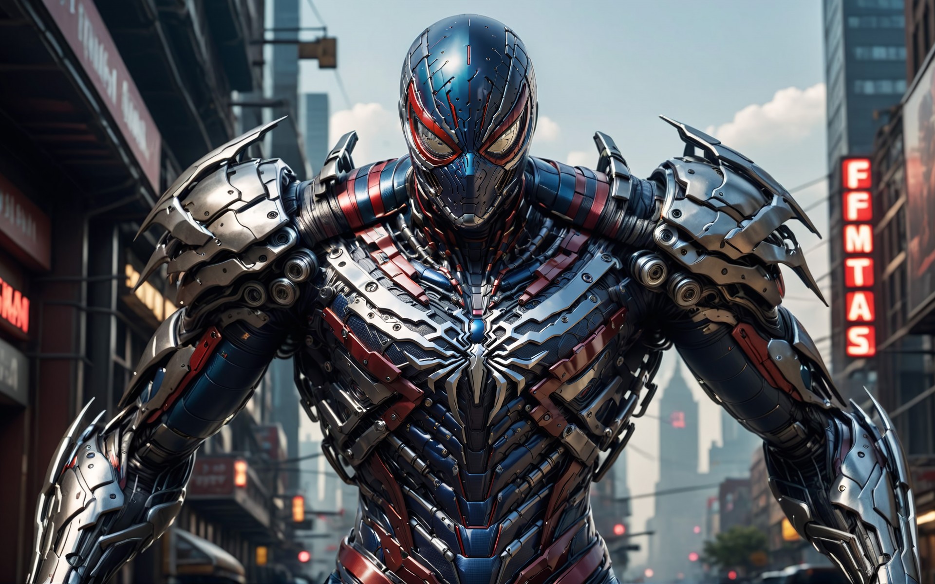 Download Spider Man Cyborg Robot Ai Art Wallpaper in 1920x1200 Resolution