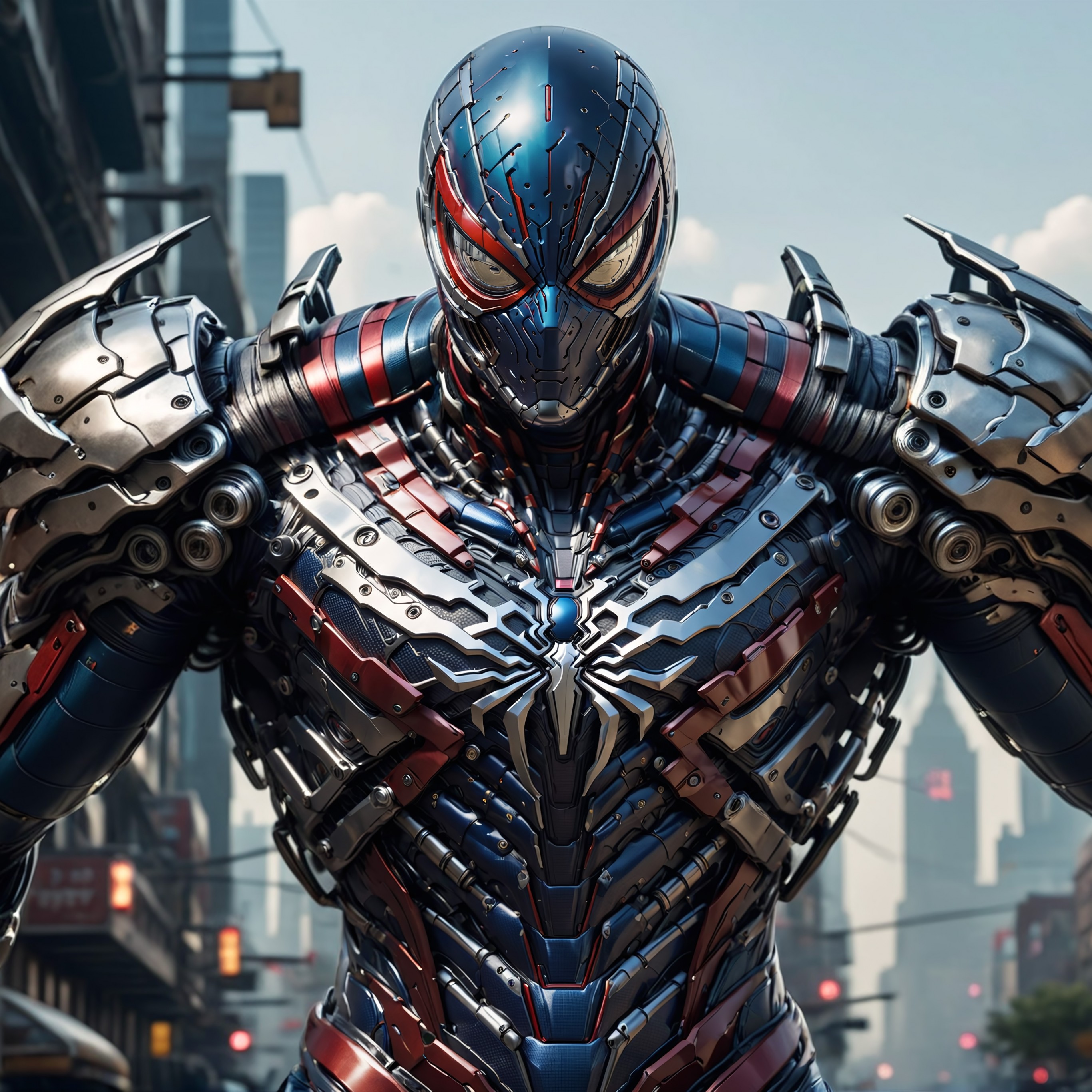 Download Spider Man Cyborg Robot Ai Art Wallpaper in 2732x2732 Resolution