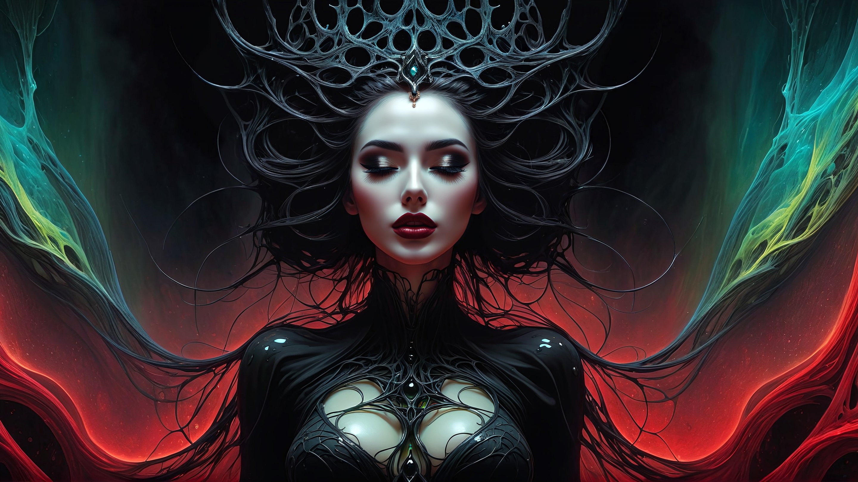 Download Underworld Queen Digital Art Wallpaper in 2880x1620 Resolution