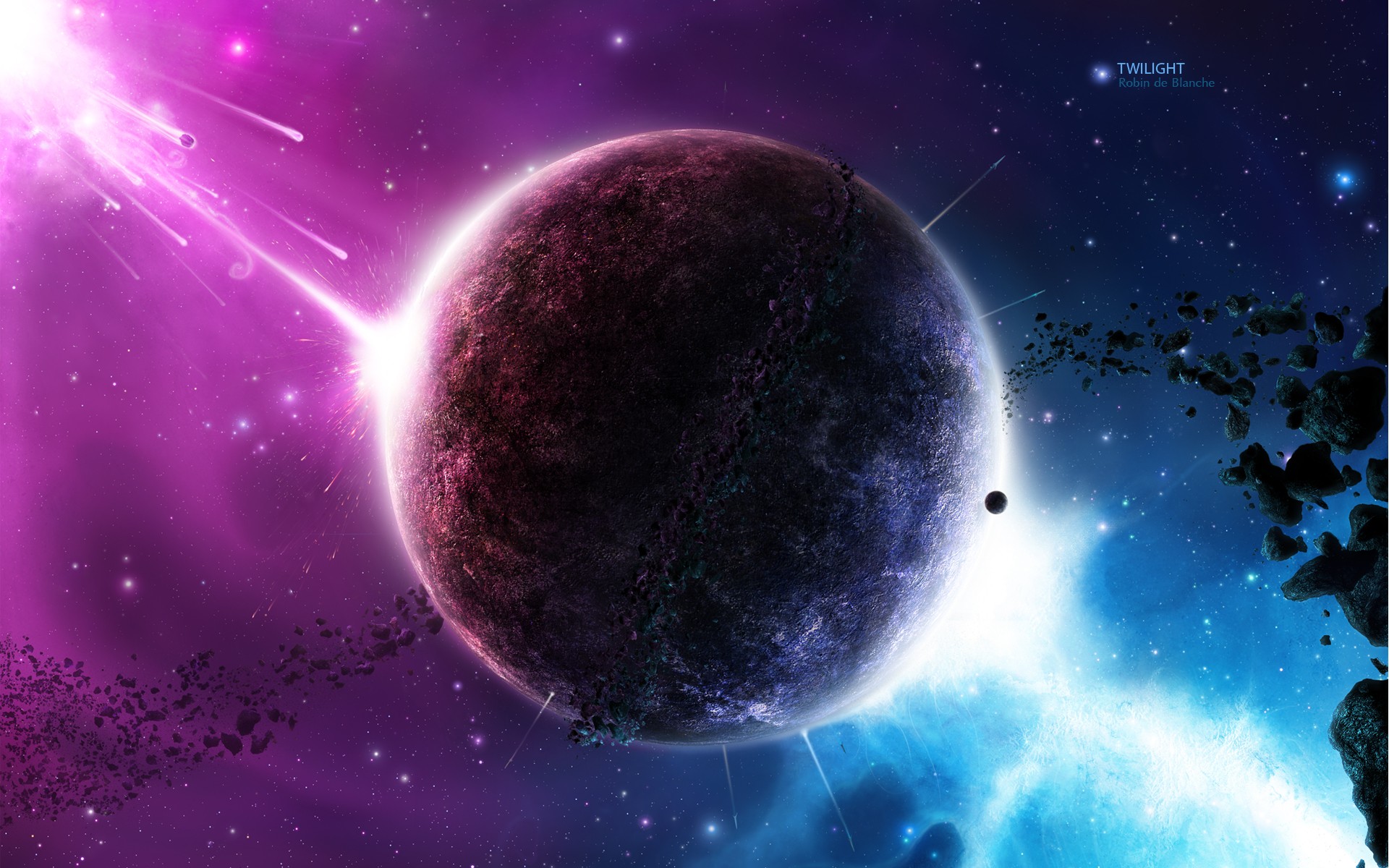 Download Twilight Planet Asteroid Impact Wallpaper In 1920x1200 Resolution