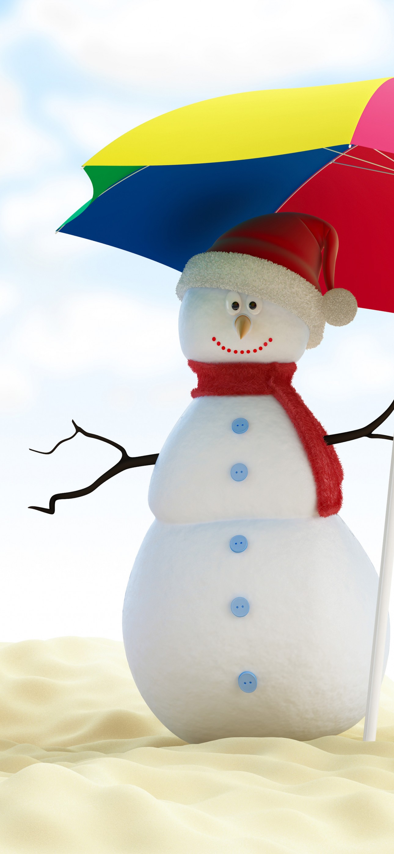 Download Snowman Umbrella Beach Ball Wallpaper In 1290x2796 Resolution
