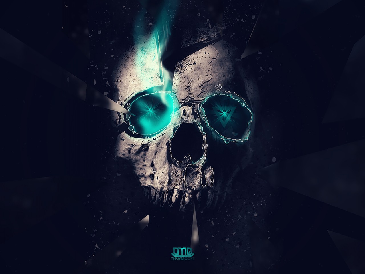 Download Skull Abstract Neon Triangle Lights Wallpaper in 1280x960 Resolution