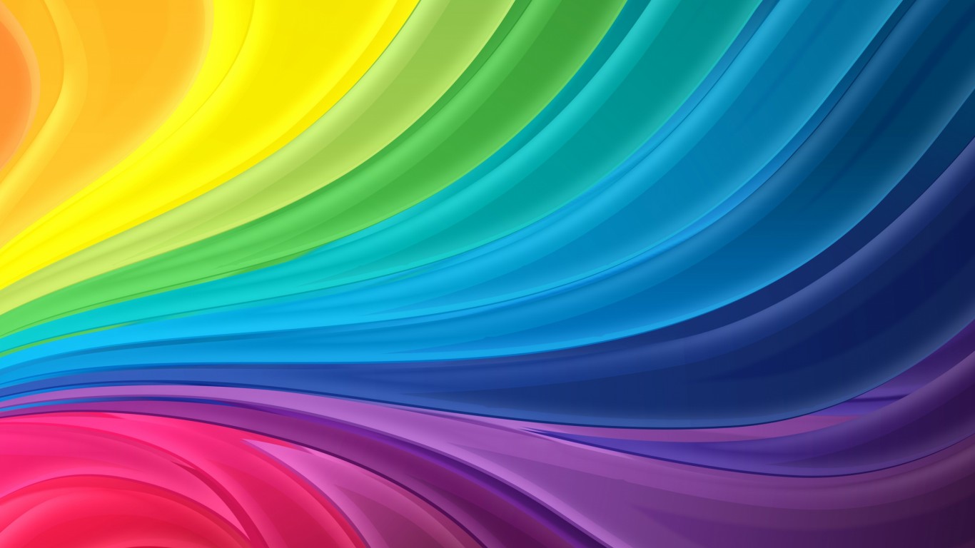 Download Abstract Rainbow Color Waves Wallpaper in 1366x768 Resolution