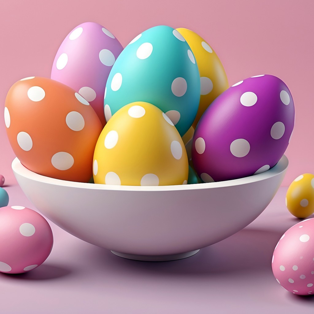 Download Colorful Dotted Easter Eggs Wallpaper in 1024x1024 Resolution