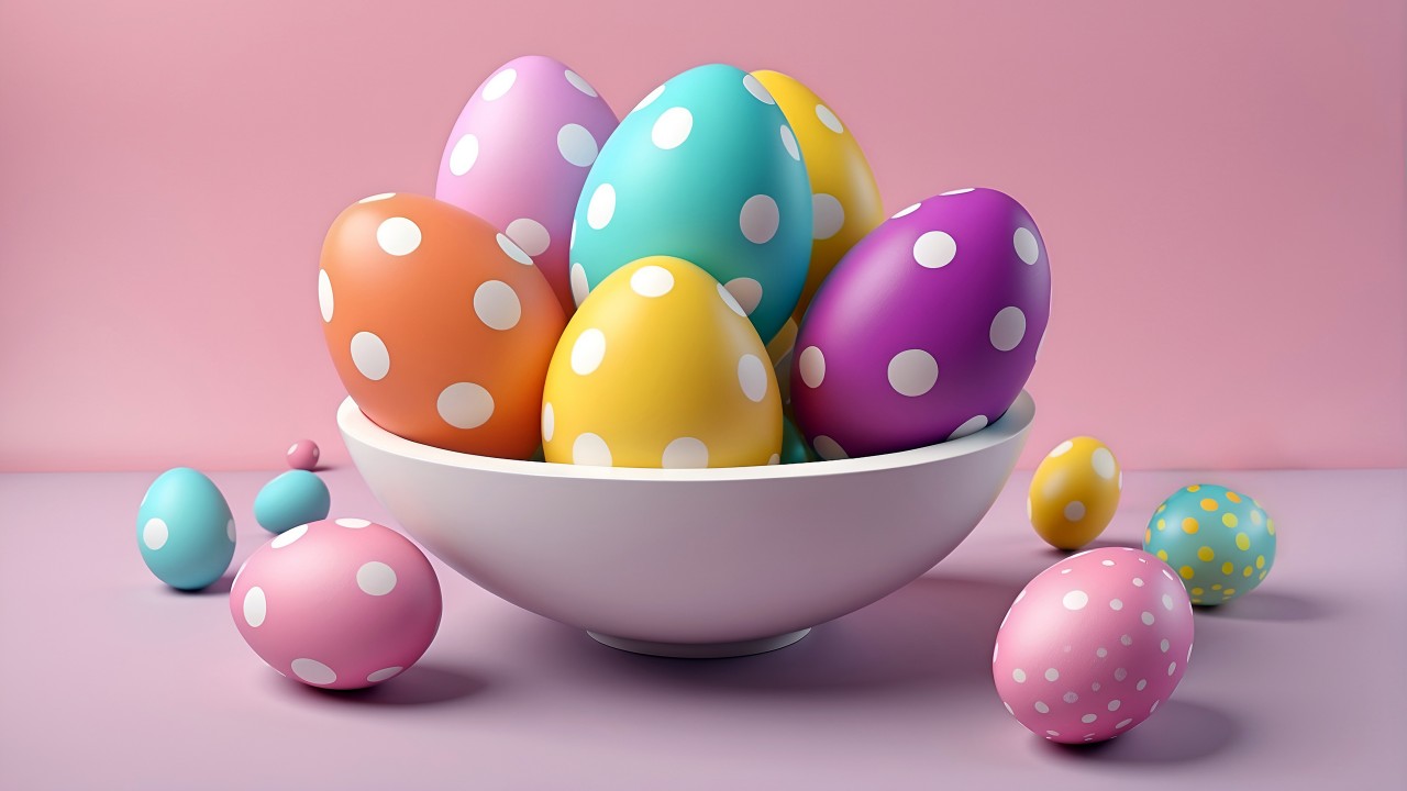 Download Colorful Dotted Easter Eggs Wallpaper in 1280x720 Resolution