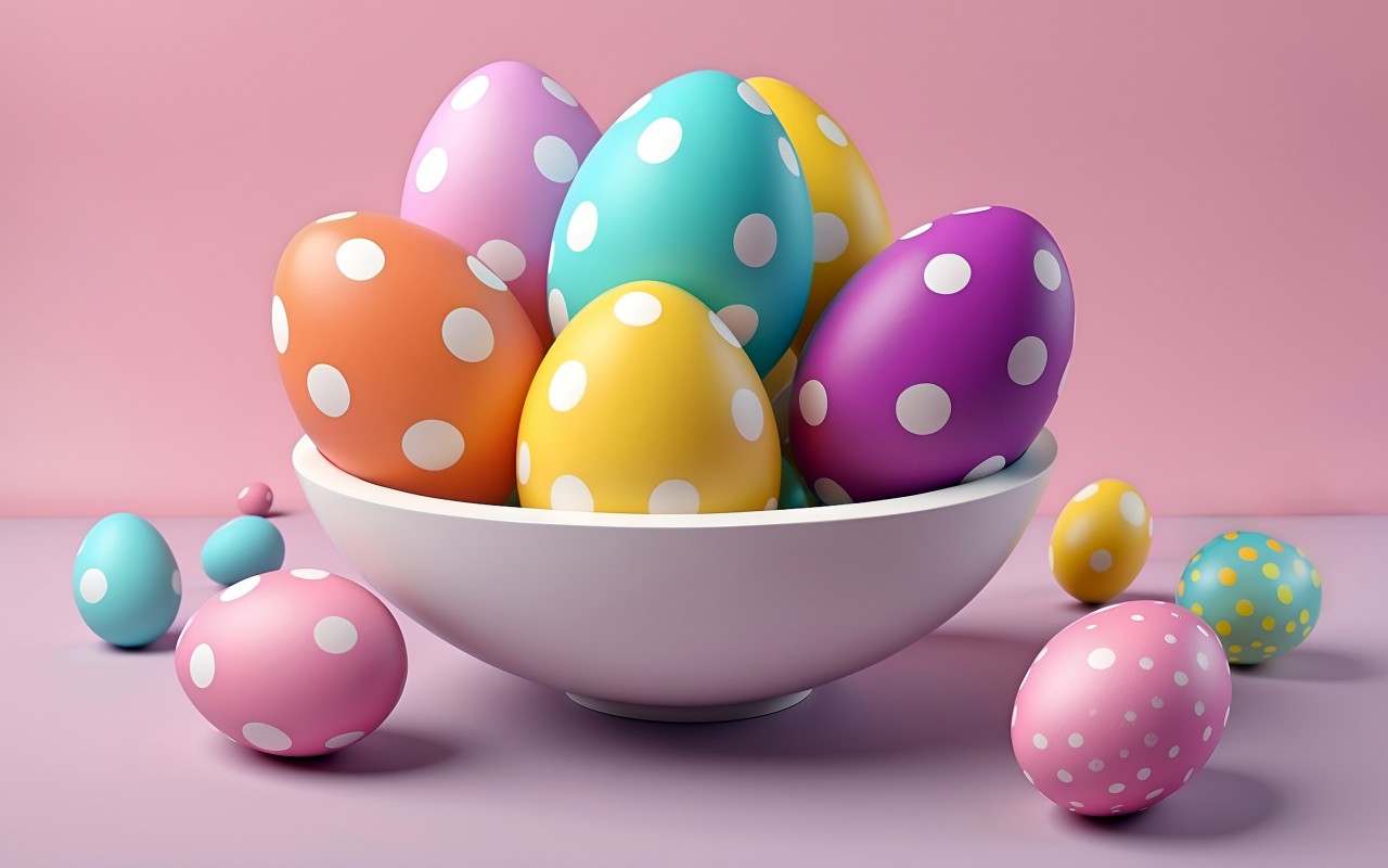 Download Colorful Dotted Easter Eggs Wallpaper in 1280x800 Resolution
