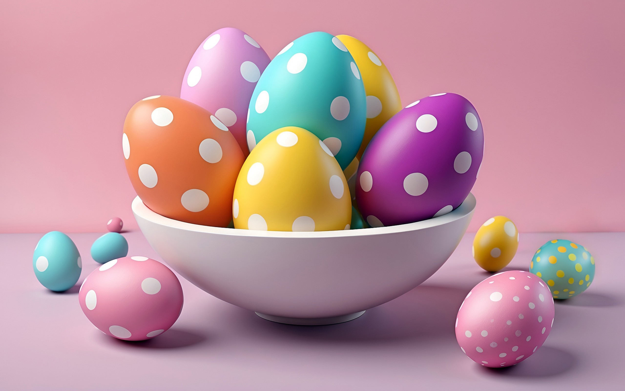 Download Colorful Dotted Easter Eggs Wallpaper in 2560x1600 Resolution