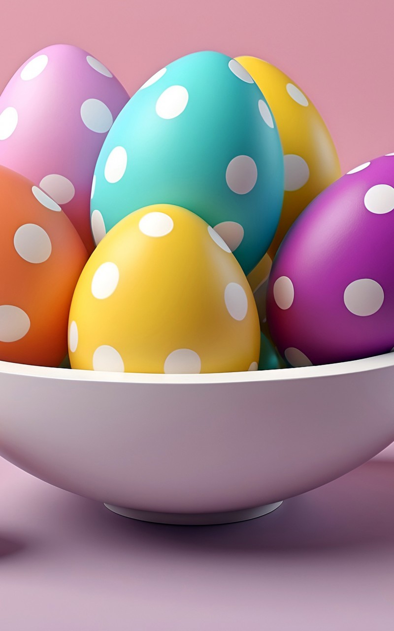 Download Colorful Dotted Easter Eggs Wallpaper in 800x1280 Resolution