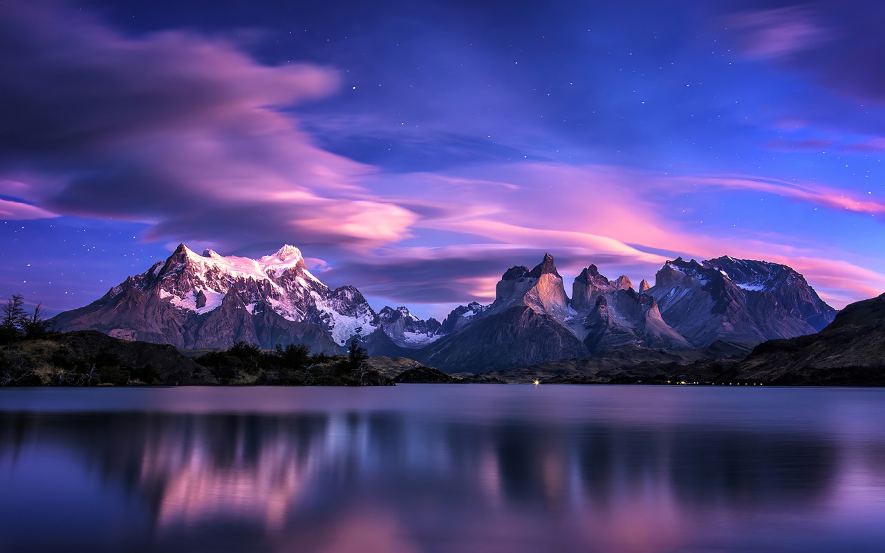 Download Mountain Lake Reflection Scenery Wallpaper in 1280x800 Resolution