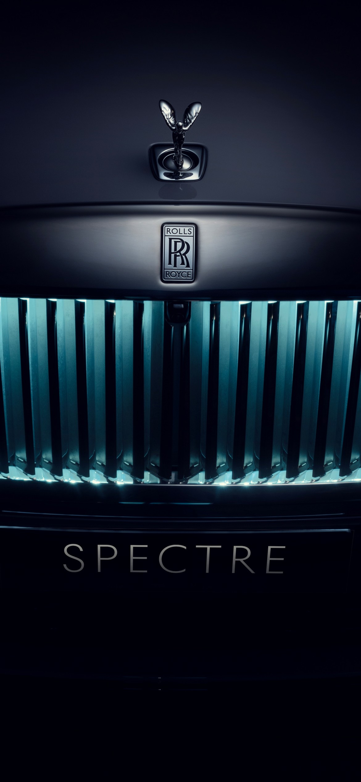 Download Rolls Royce Spectre Blue Light Wallpaper in 1170x2532 Resolution