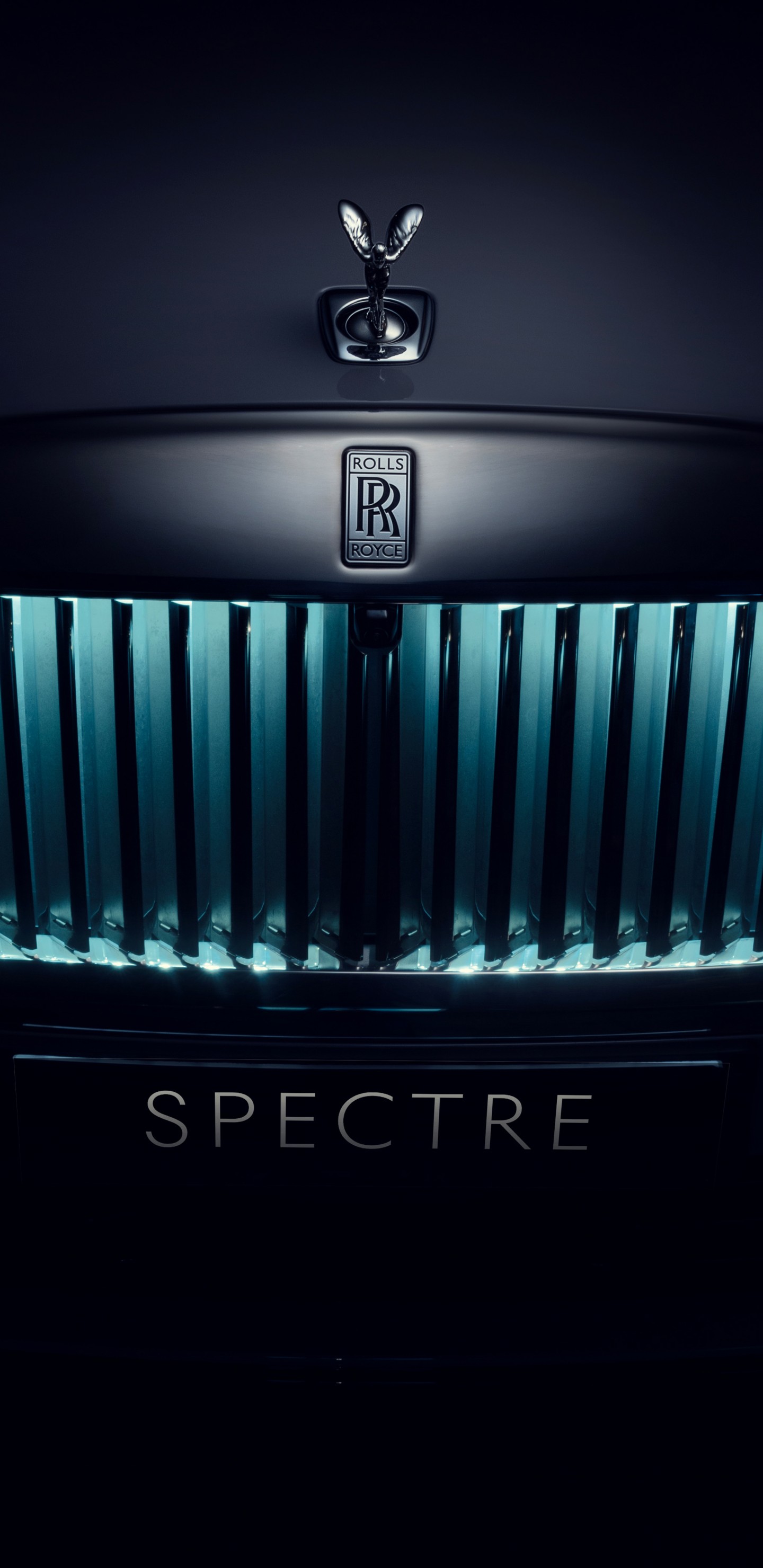 Download Rolls Royce Spectre Blue Light Wallpaper in 1440x2960 Resolution