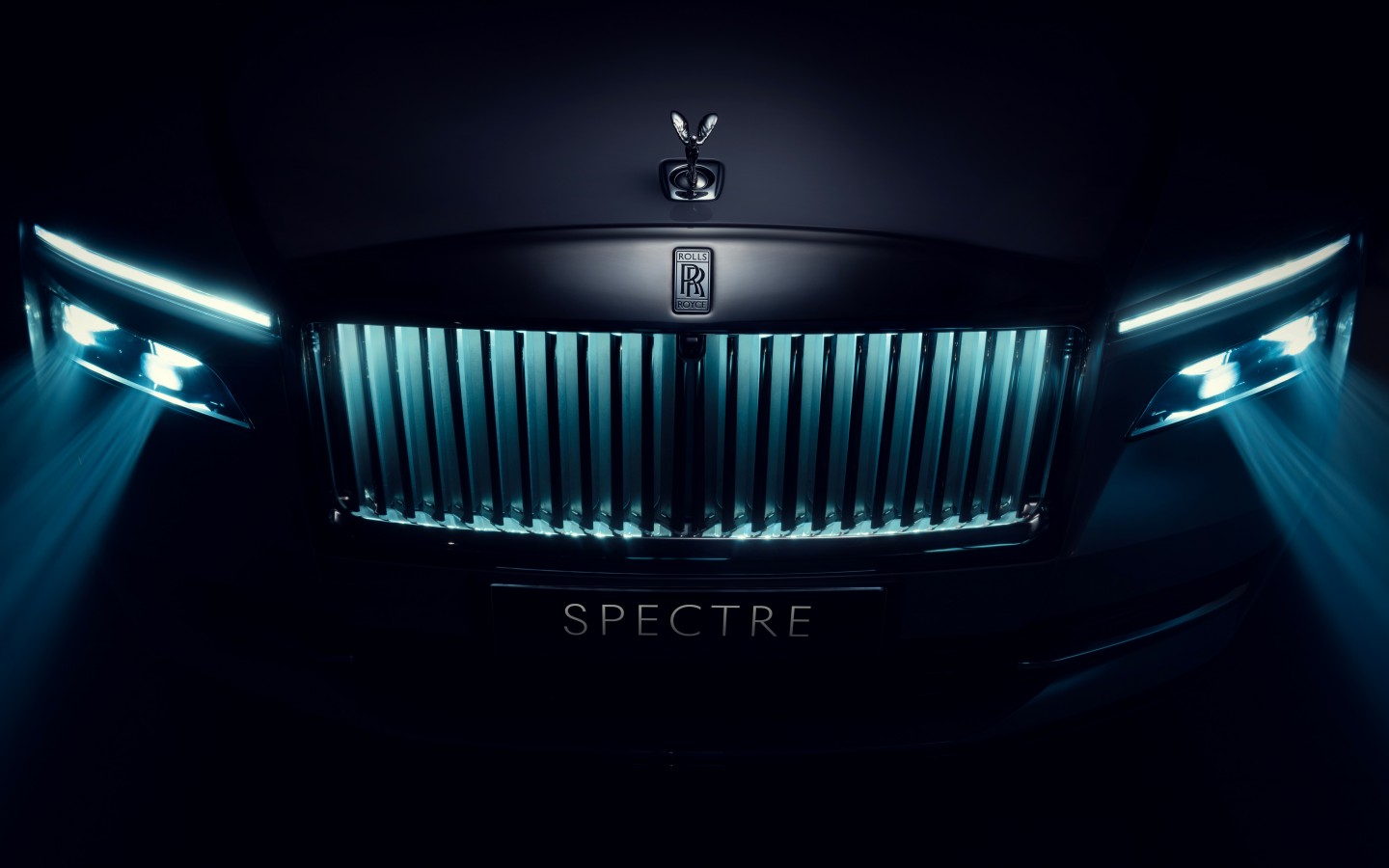 Download Rolls Royce Spectre Blue Light Wallpaper in 1440x900 Resolution