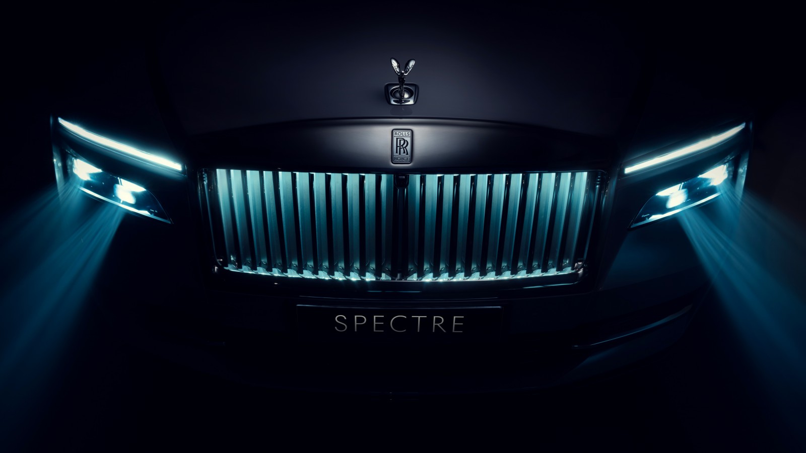 Download Rolls Royce Spectre Blue Light Wallpaper in 1600x900 Resolution