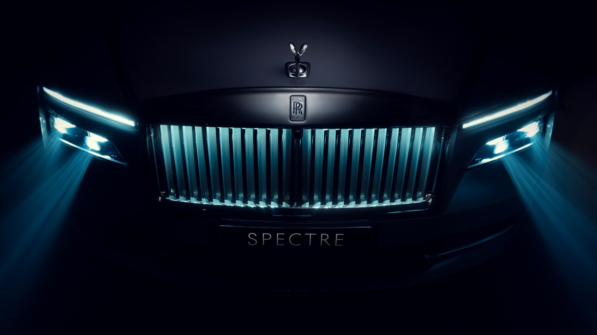 Download Rolls Royce Spectre Blue Light Wallpaper in 1920x1080 Resolution