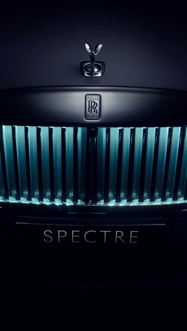 Download Rolls Royce Spectre Blue Light Wallpaper in 640x1136 Resolution