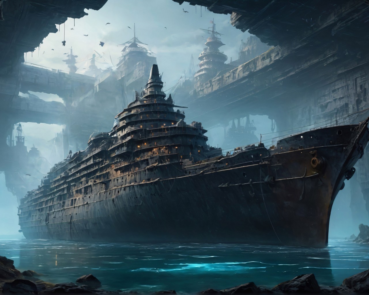 Download Ai Generated Abandoned Ship Wallpaper in 1280x1024 Resolution