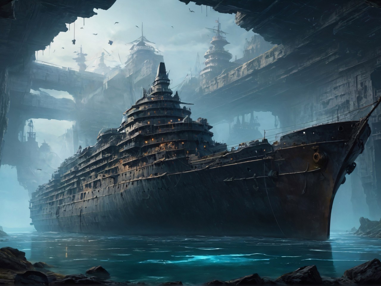 Download Ai Generated Abandoned Ship Wallpaper in 1280x960 Resolution