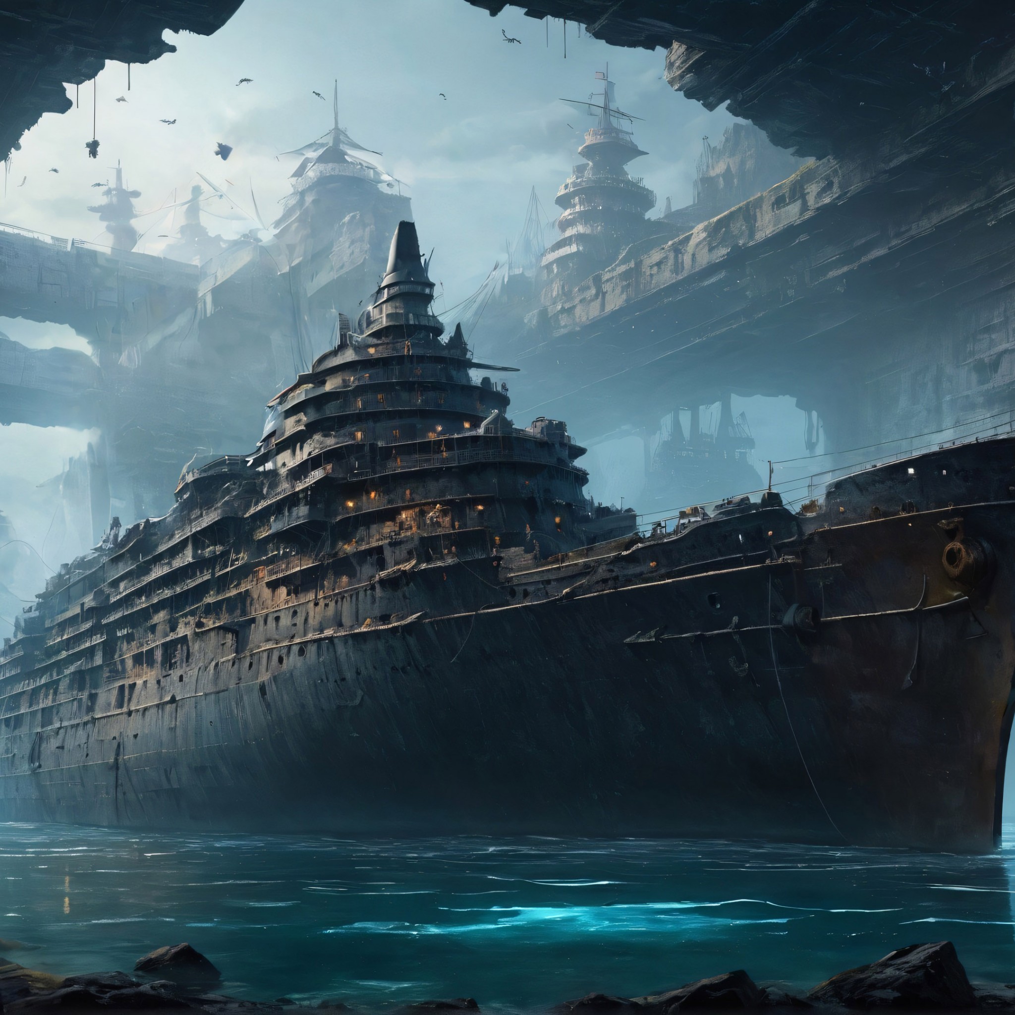 Download Ai Generated Abandoned Ship Wallpaper in 2048x2048 Resolution
