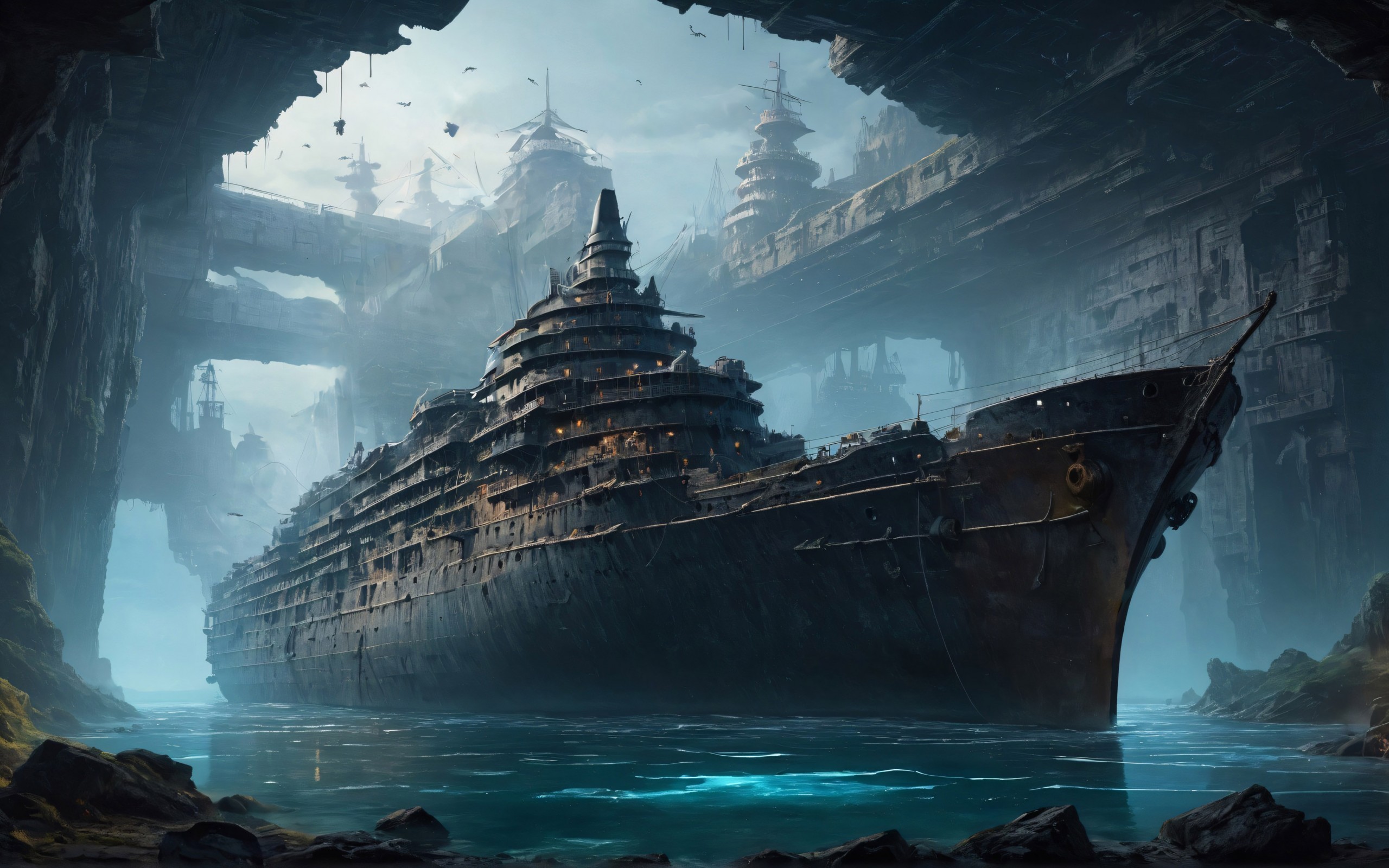 Download Ai Generated Abandoned Ship Wallpaper in 2560x1600 Resolution