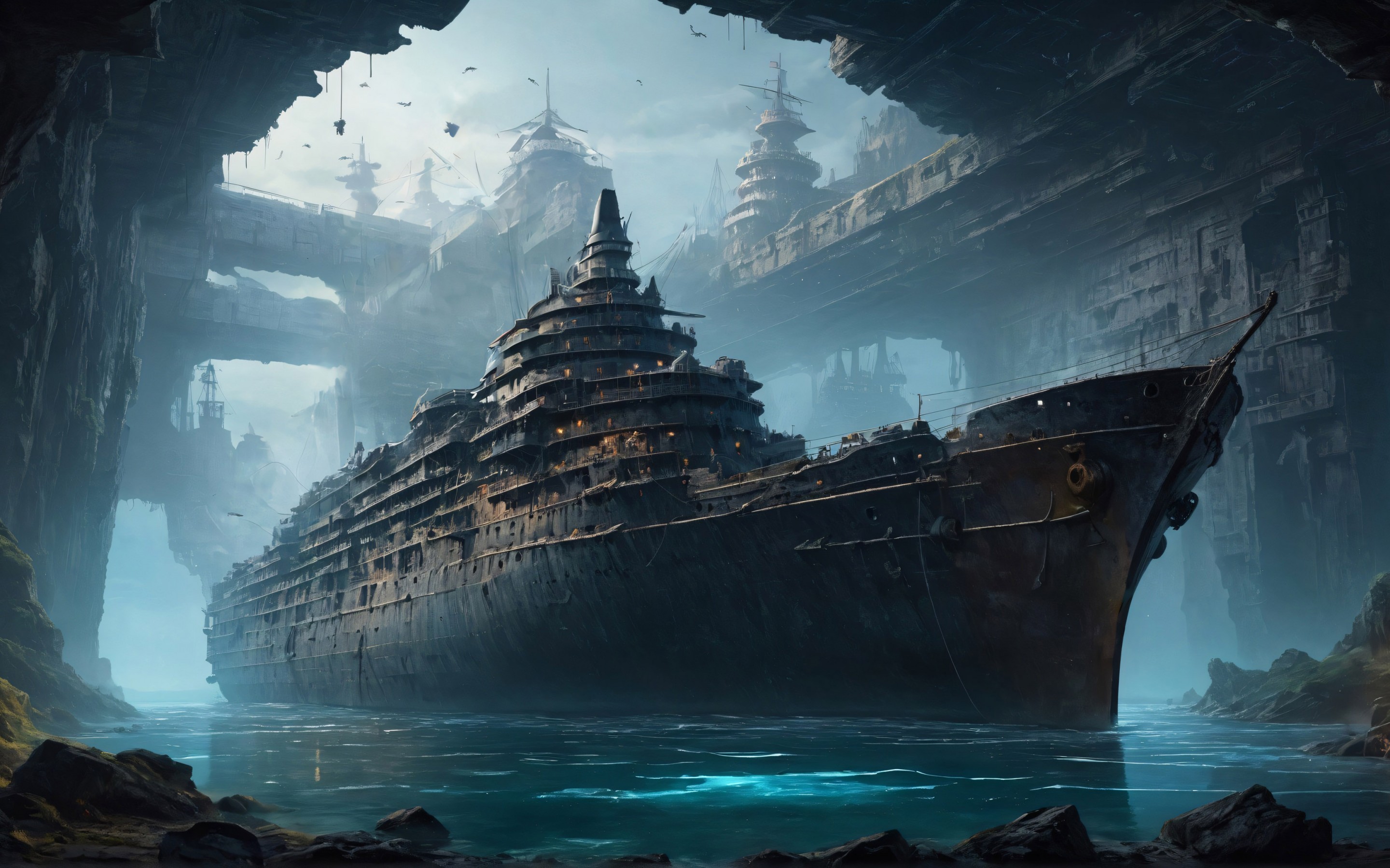 Download Ai Generated Abandoned Ship Wallpaper in 2880x1800 Resolution