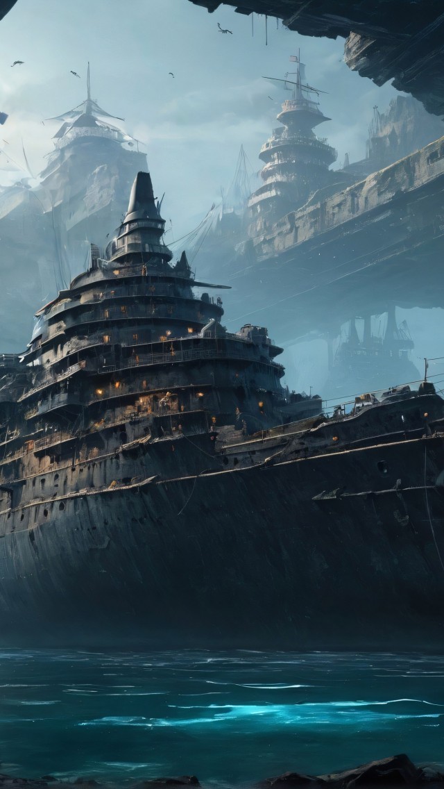 Download Ai Generated Abandoned Ship Wallpaper in 640x1136 Resolution