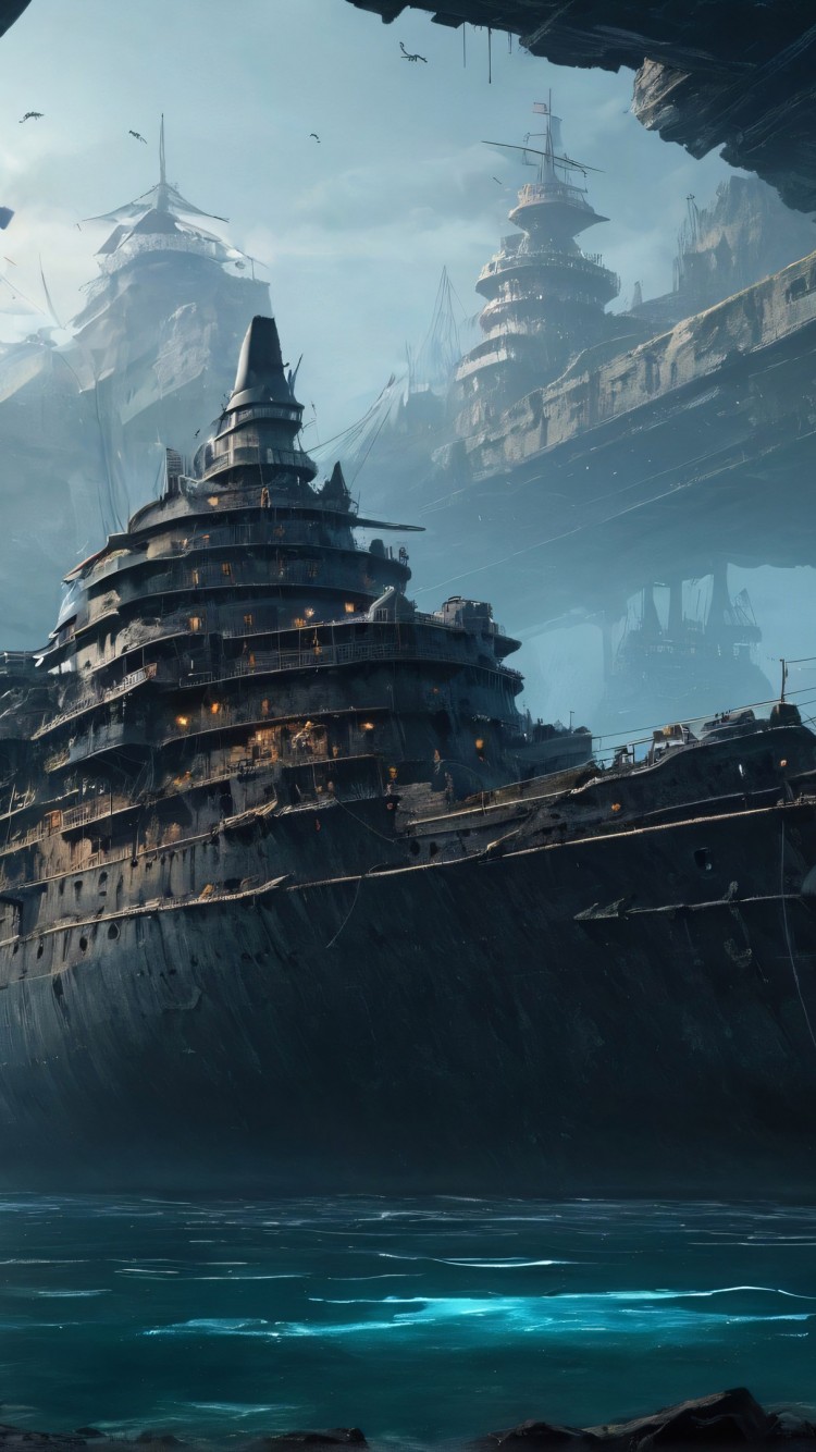Download Ai Generated Abandoned Ship Wallpaper in 750x1334 Resolution