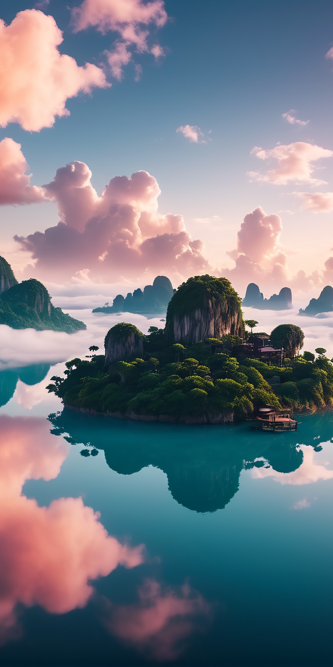 Download Fantasy Candyland Landscape Scenery Wallpaper in 1080x2160 Resolution