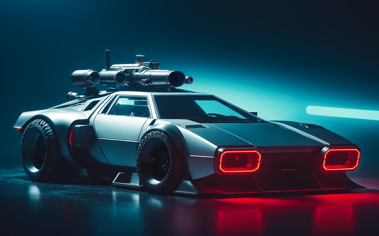 Download Futuristic Cyberpunk Battle Car Wallpaper in 1280x800 Resolution